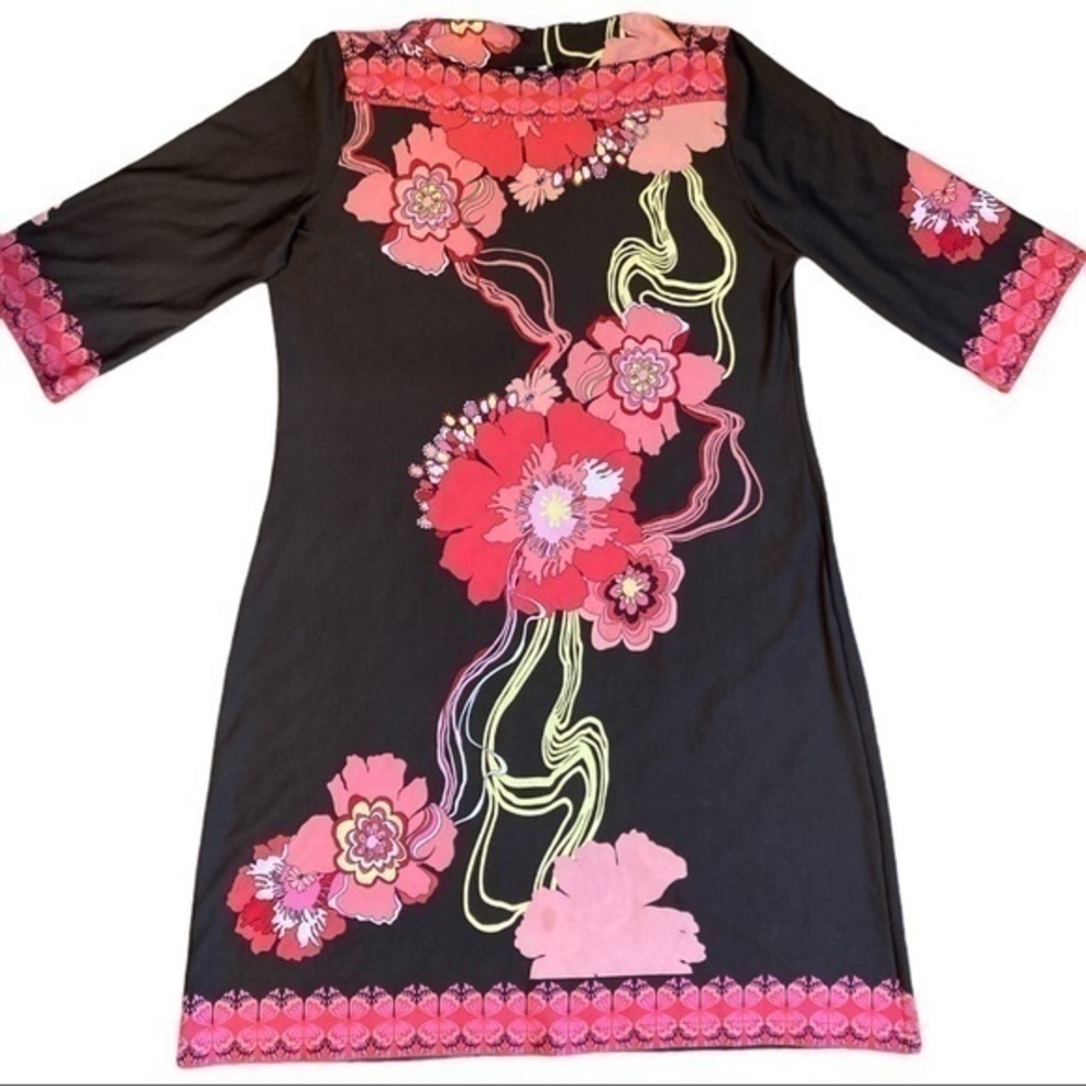 Sweet size 12 adorable tropical dress  3/4 sleeves - Picture 2 of 8